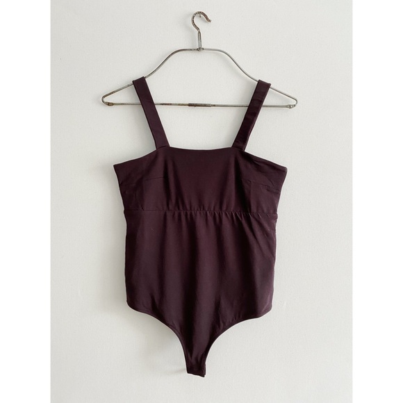 Skin Tops - New Skin Organics Venus Bodysuit Clove Brown Square Neck Tank Top Thong Small